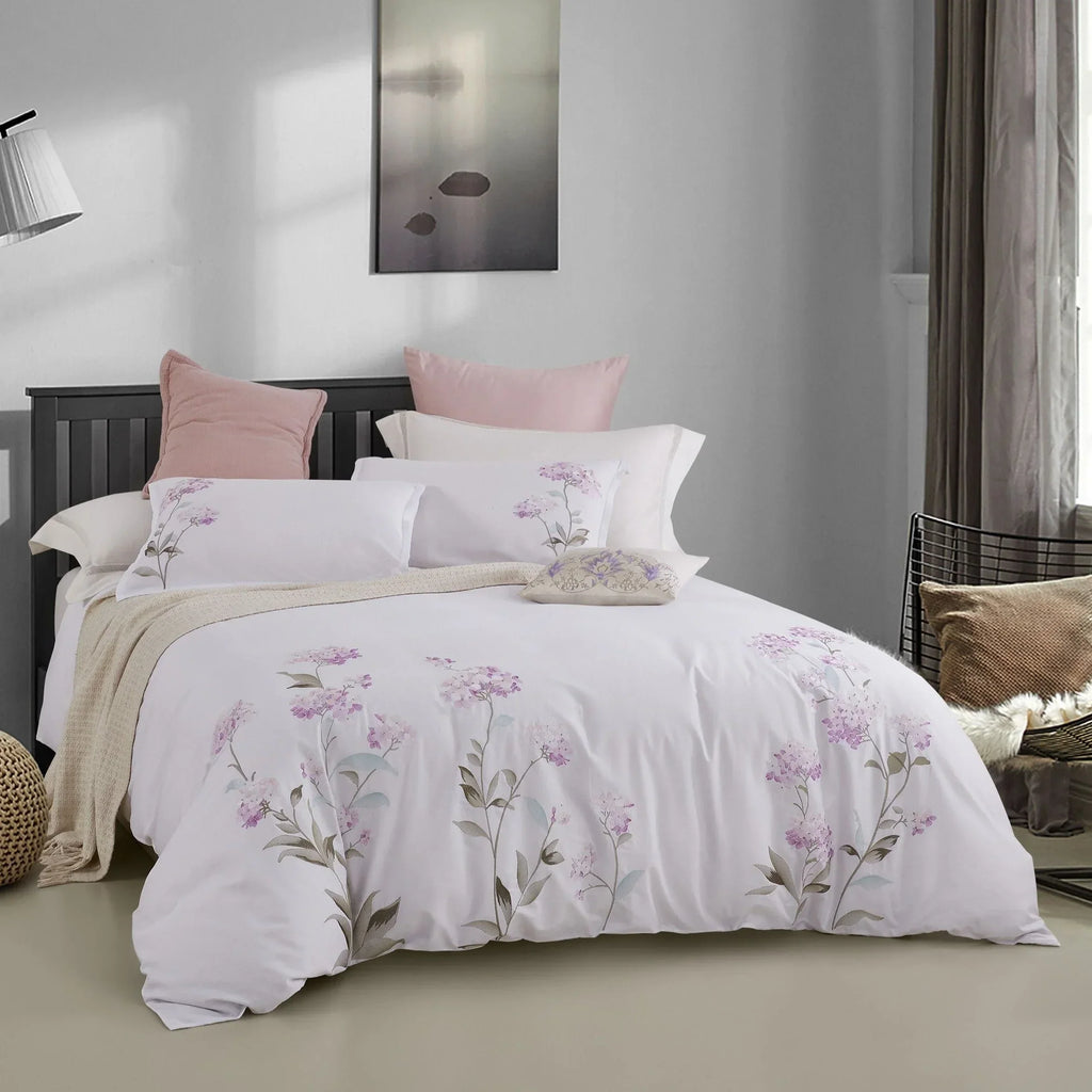 Hydrangea 100% Cotton Embroidered Duvet Cover Set Mélange Home