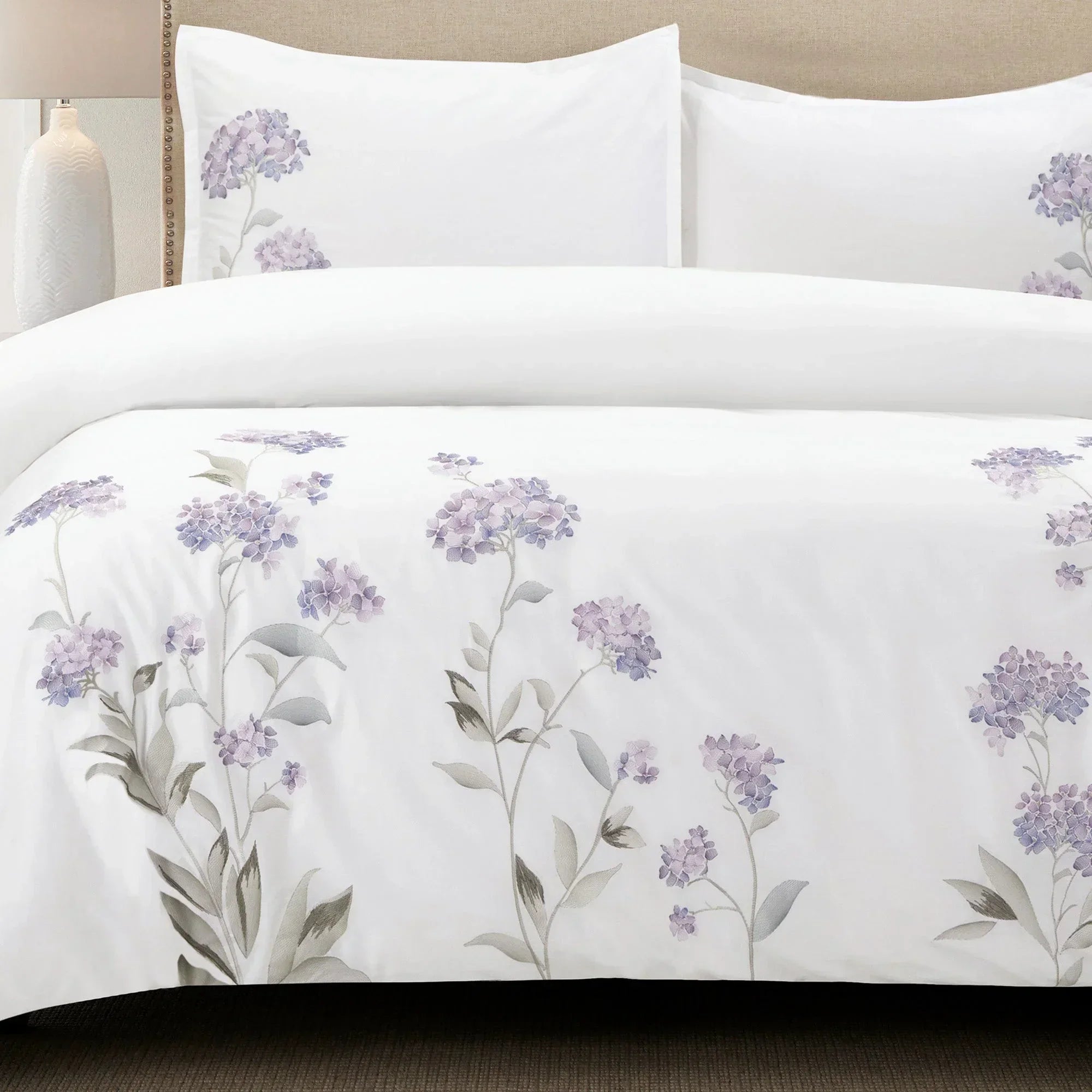 Hydrangea 100% Cotton Embroidered Duvet Cover Set Mélange Home