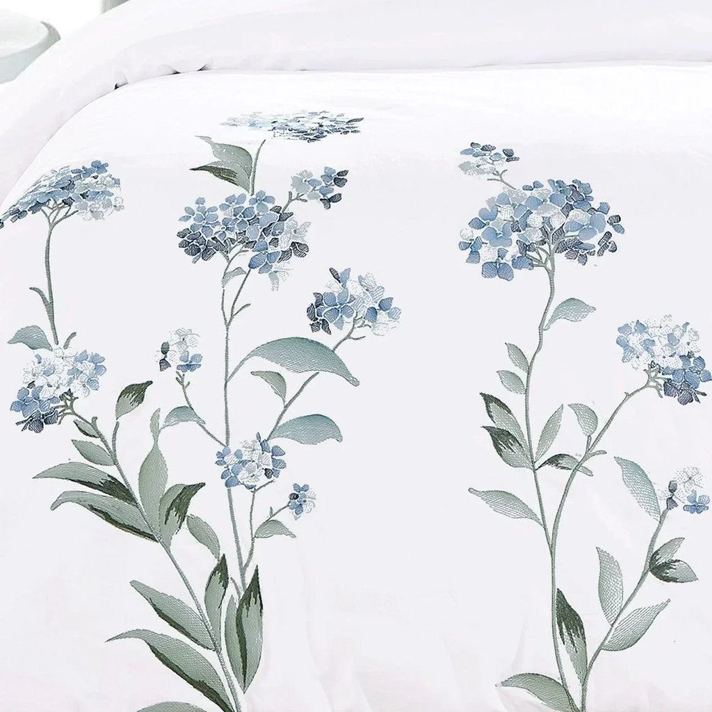 Hydrangea 100% Cotton Embroidered Duvet Cover Set Mélange Home
