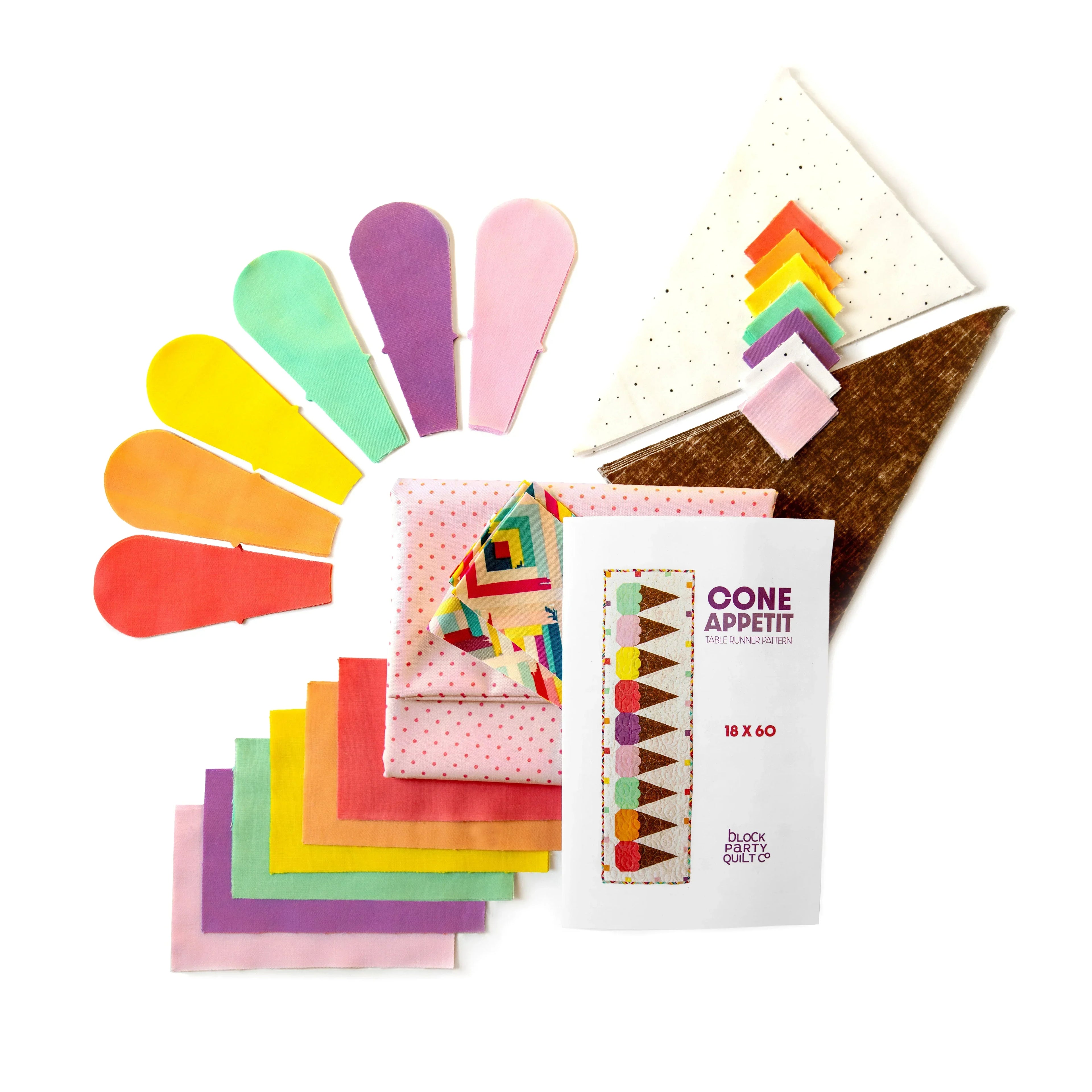 Ice Cream Cones Table Runner Precut Quilt Kit Block Party Quilt Co