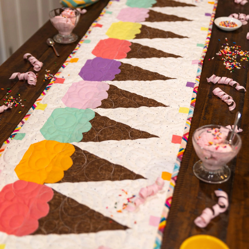 Ice Cream Cones Table Runner Precut Quilt Kit Block Party Quilt Co