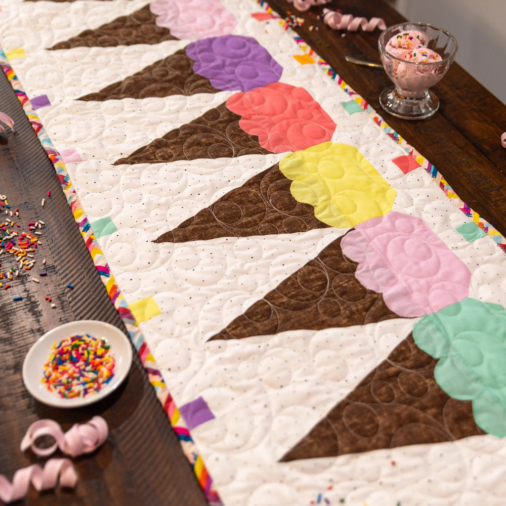 Ice Cream Cones Table Runner Precut Quilt Kit Block Party Quilt Co