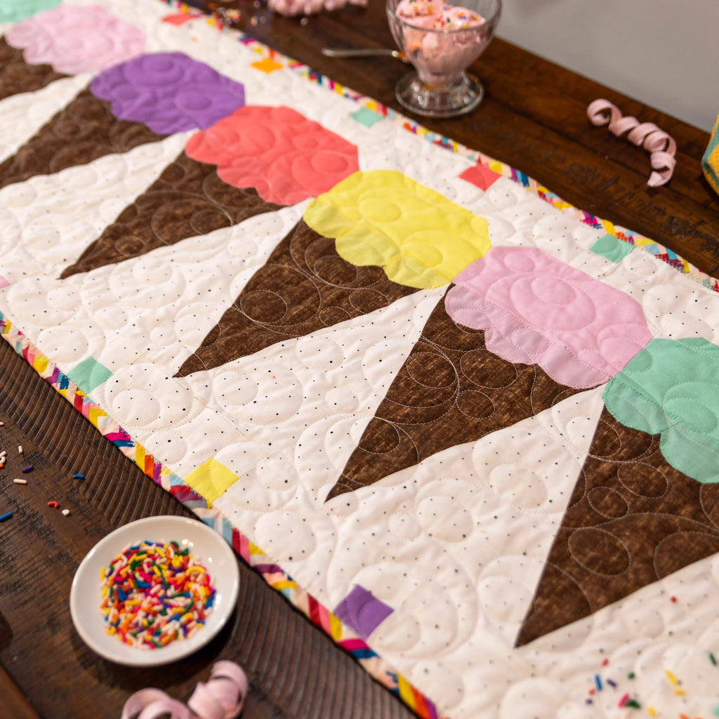 Ice Cream Cones Table Runner Precut Quilt Kit Block Party Quilt Co