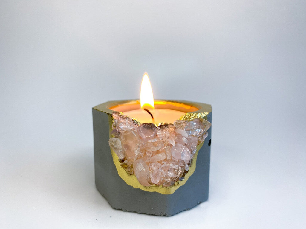 ROSE QUARTZ CANDLE HOLDER AURA 8 HOME