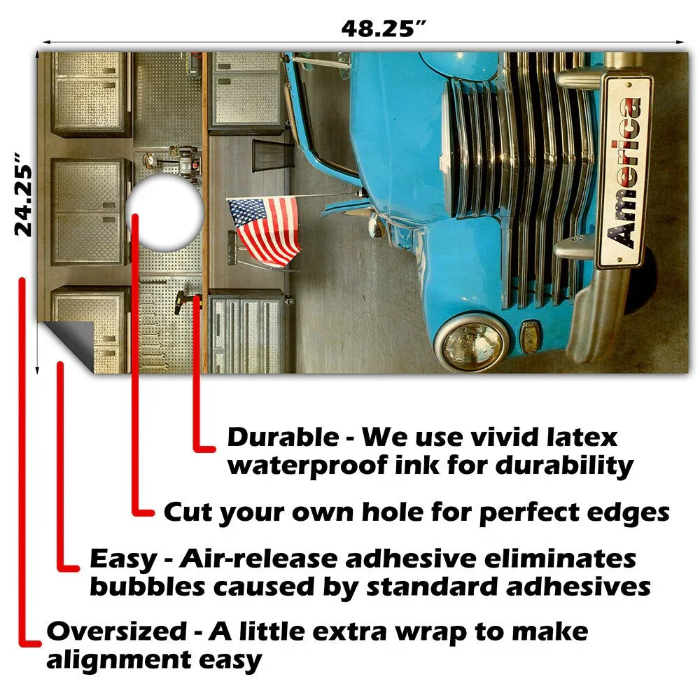 Blue Car - Cornhole Board Wrap - Set of 2 Lone Star Art
