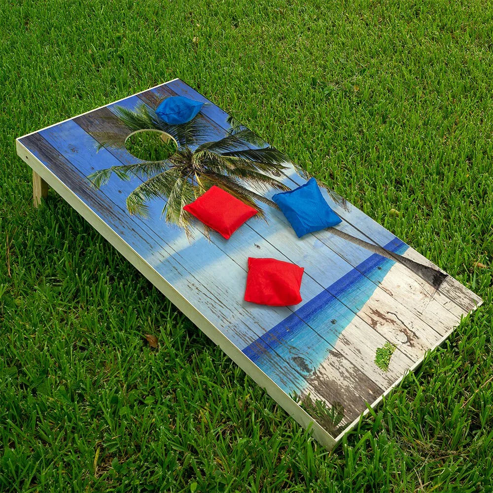 Sand and Blue Sky - Cornhole Board Wrap - Set of 2 Lone Star Art