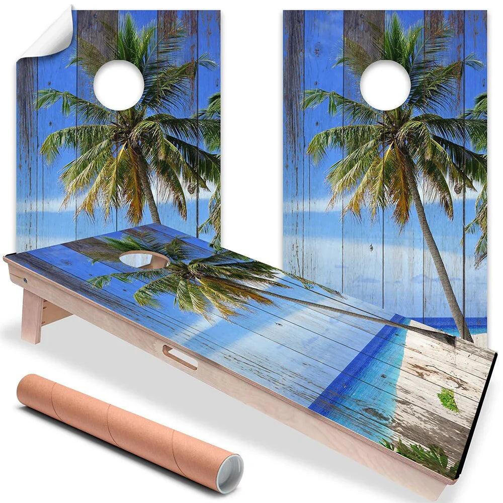 Sand and Blue Sky - Cornhole Board Wrap - Set of 2 Lone Star Art