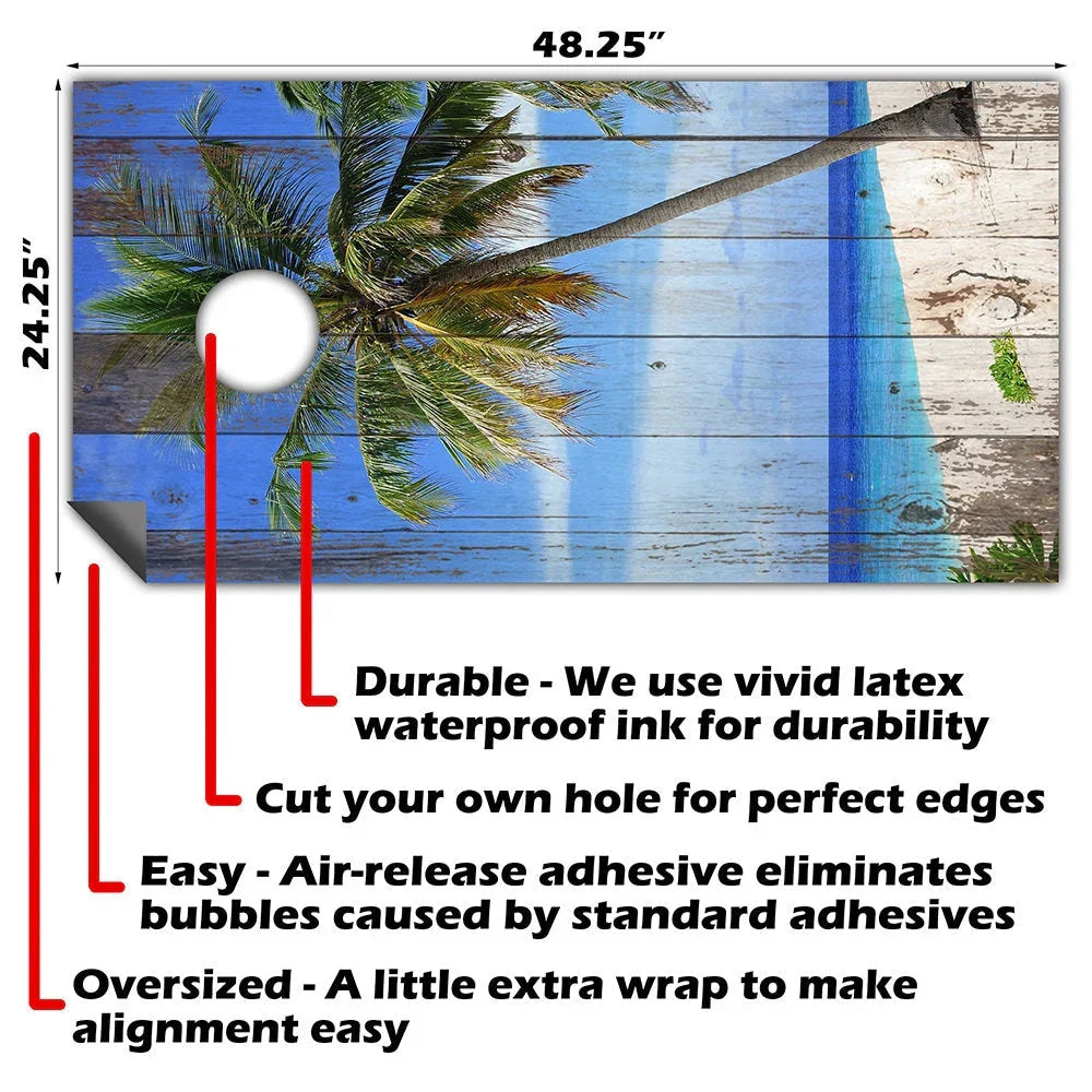 Sand and Blue Sky - Cornhole Board Wrap - Set of 2 Lone Star Art