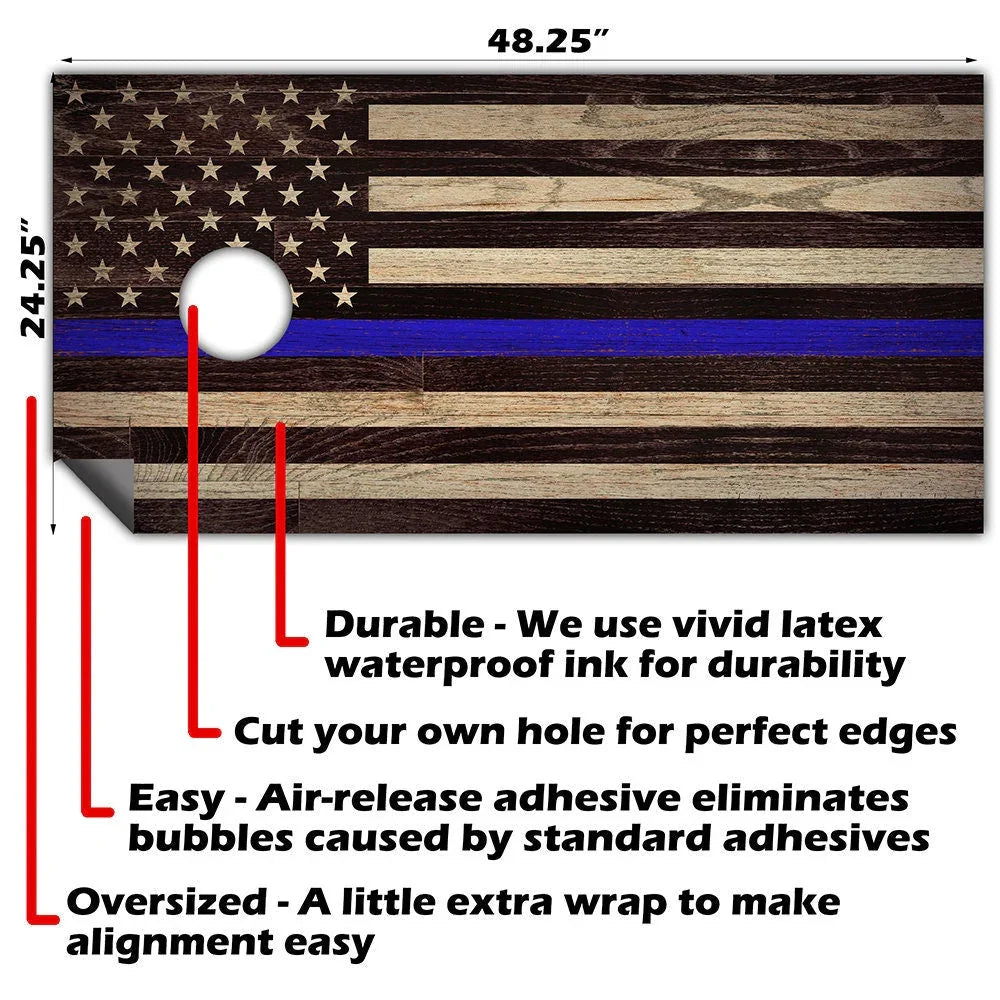 Police Support - Cornhole Board Wrap - Set of 2 Lone Star Art