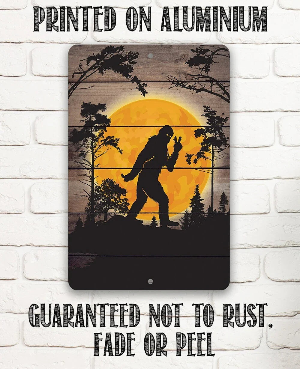 Big Foot in the Woods Peace Sign - Metal Sign Lone Star Art