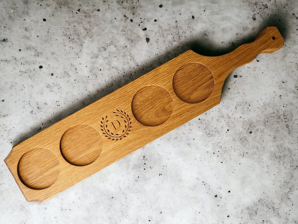 Bourbon Flight Board with Custom Engraving Luigi's Wood Shop