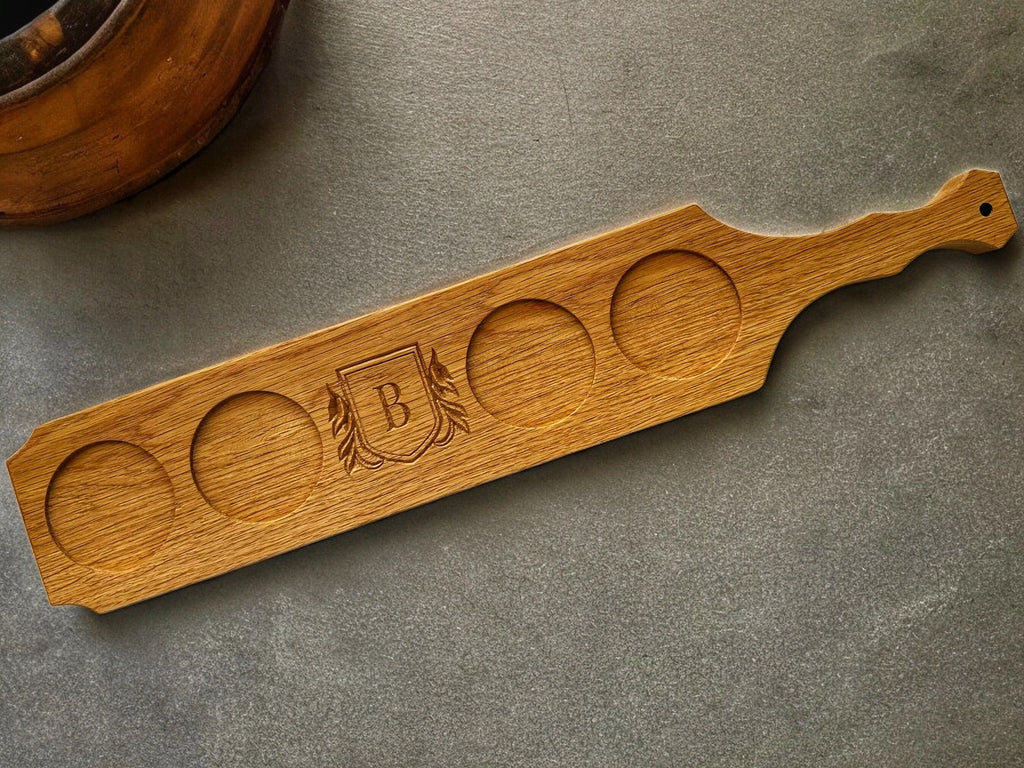 Bourbon Flight Board with Custom Engraving Luigi's Wood Shop
