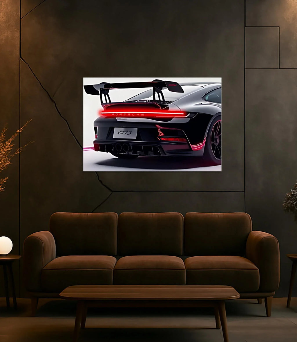 Acrylic UV‑Printed Rear Sport Car LED Art with Remote Control Peony Atelier