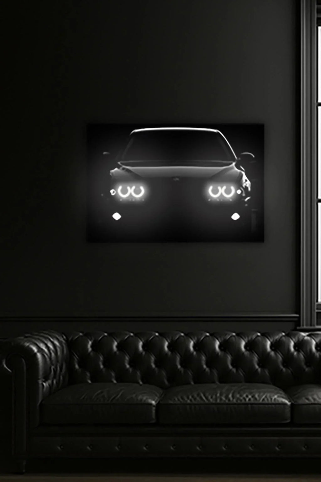 UV‑Printed Plexiglass Classic Sport Car Front Art with LED Halo Peony Atelier