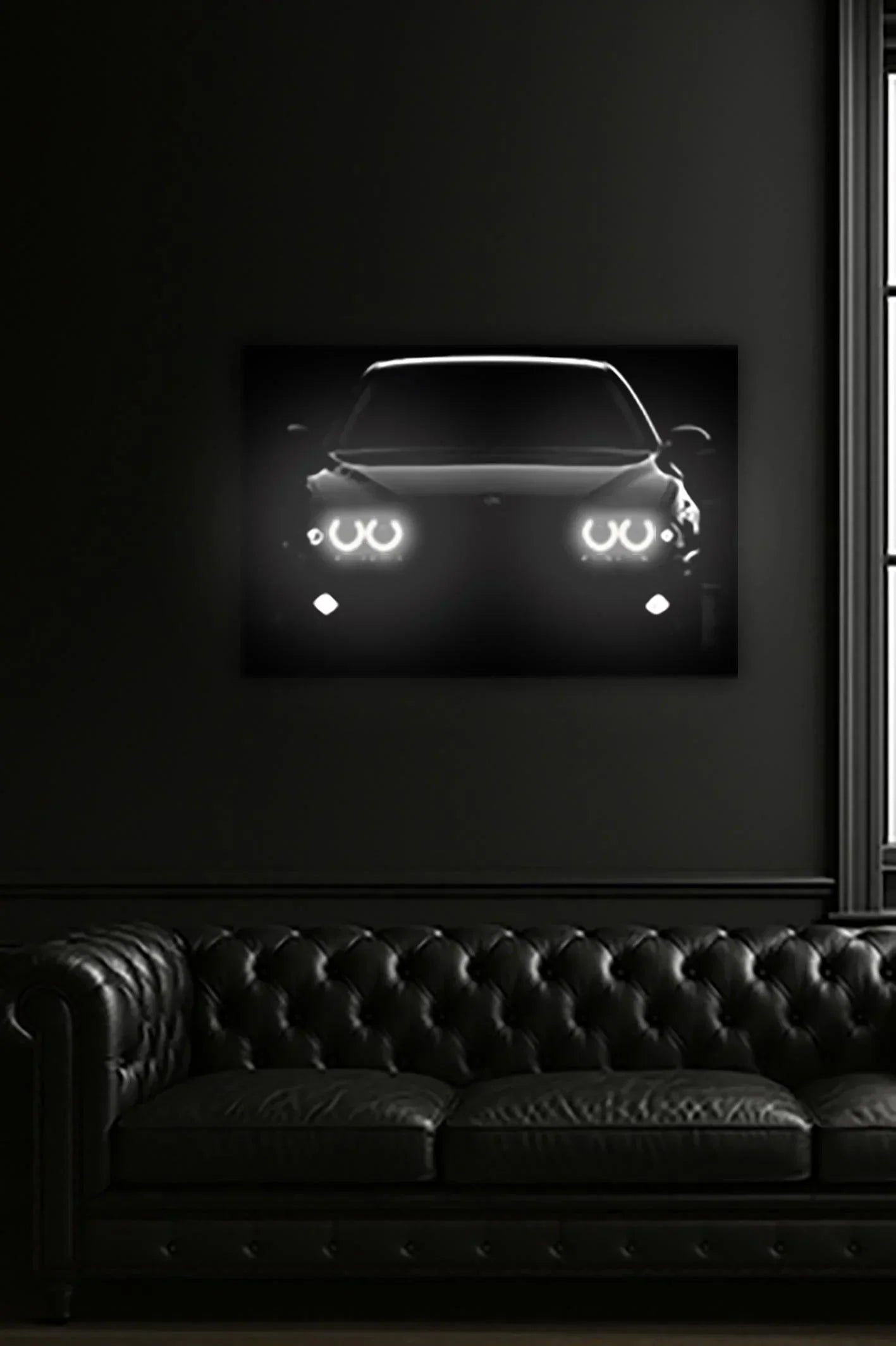 UV‑Printed Plexiglass Classic Sport Car Front Art with LED Halo Peony Atelier