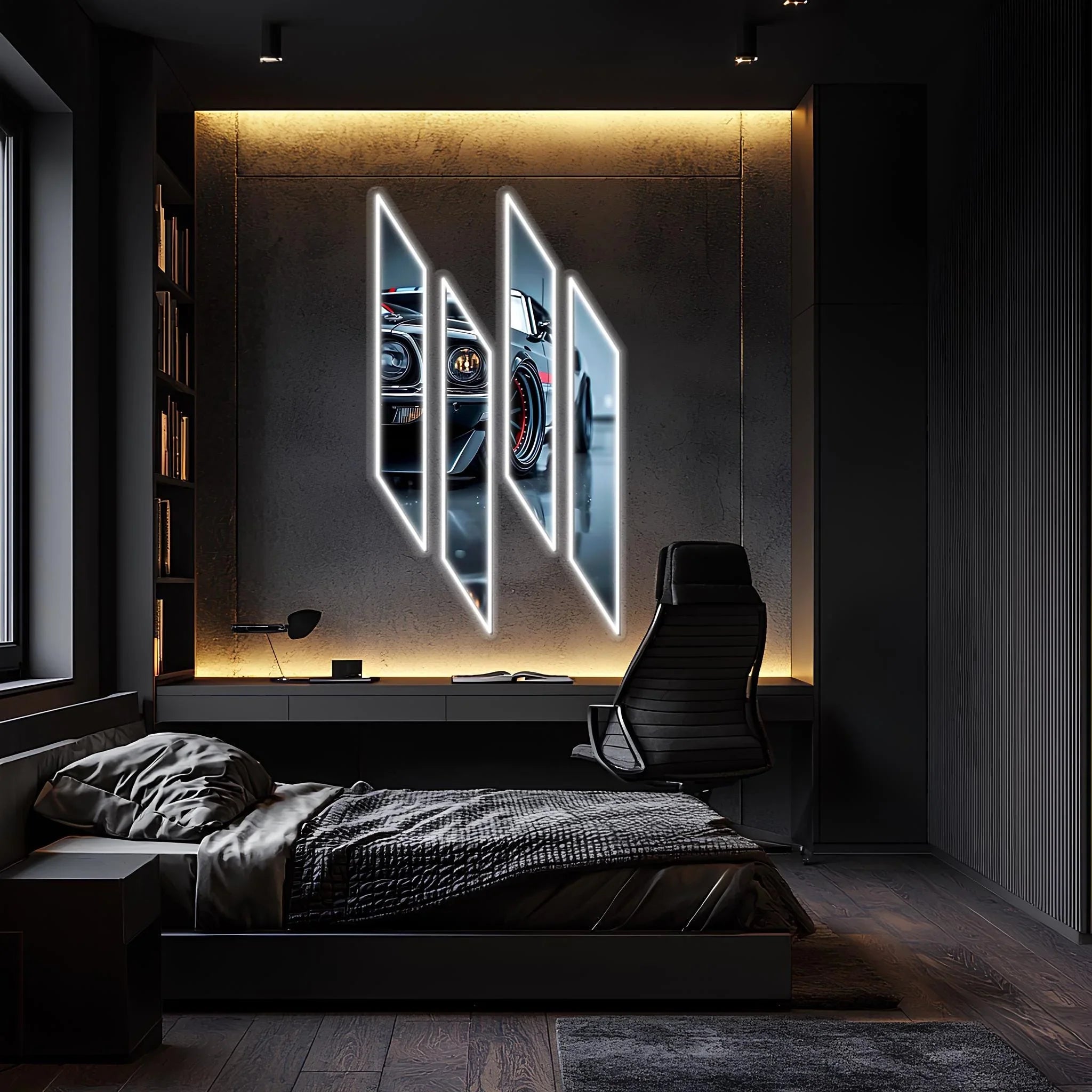 Acrylic UV‑Printed LED Car Wall Art with Dimmer Peony Atelier