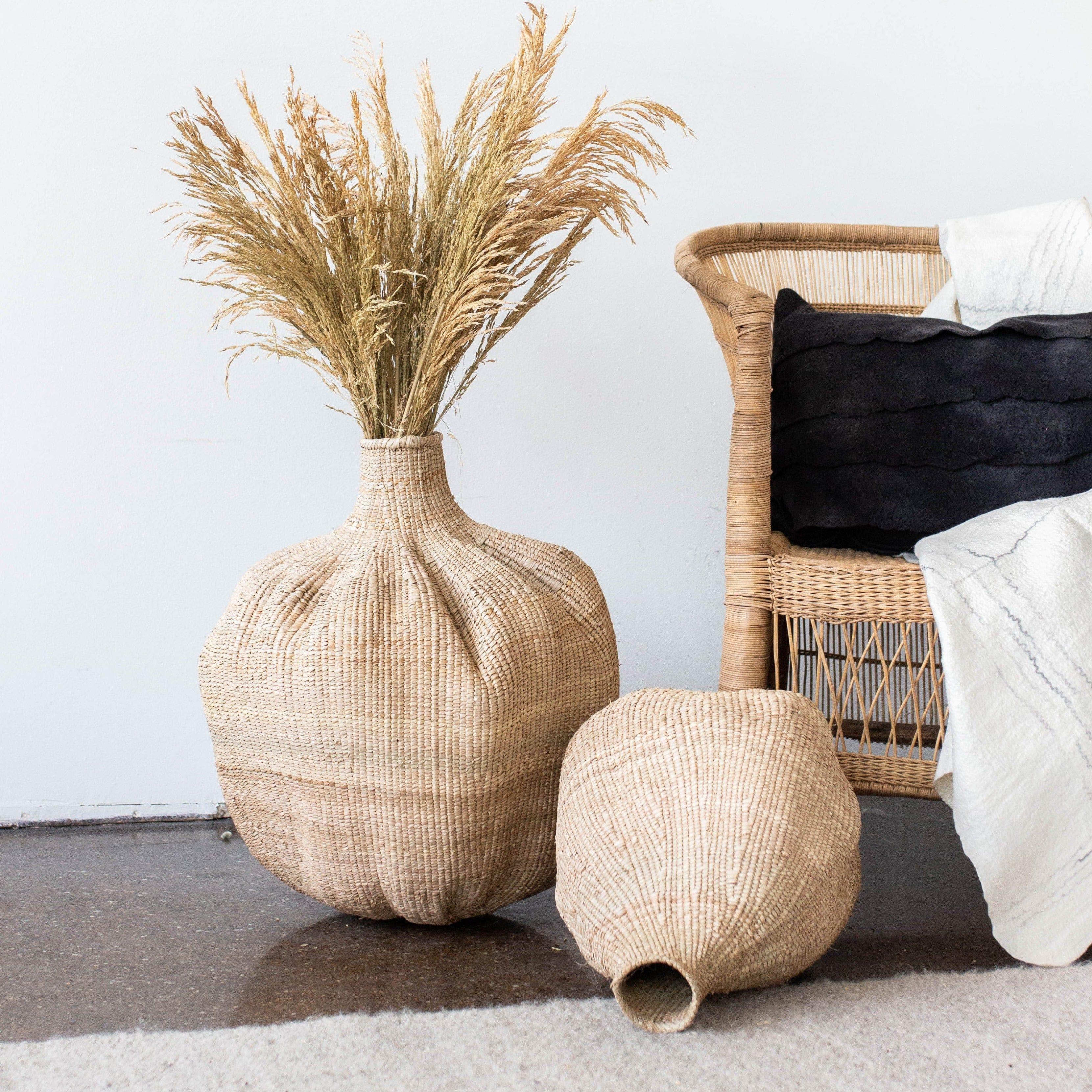 Ilala Garlic Gourd Handwoven African Basket Kanju Interiors