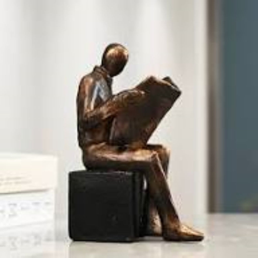 Reader Bookend Sculpture – Black Resin [[SKU:HOA-BKE-001]]