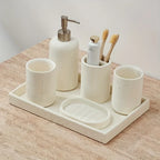Imitation Stone Beige Bathroom Tray with Surface Pattern, Bathroom Organizer for Toiletries and Accessories, Toothbrush Holder, Shower Gel & Aroma Rack, Home Storage Tray Suitable for Household, Bathrooms, Hotels, and Restroo House Of Avana