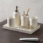 Imitation Stone Beige Bathroom Tray with Surface Pattern, Bathroom Organizer for Toiletries and Accessories, Toothbrush Holder, Shower Gel & Aroma Rack, Home Storage Tray Suitable for Household, Bathrooms, Hotels, and Restroo House Of Avana