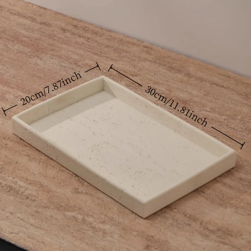 Imitation Stone Beige Bathroom Tray with Surface Pattern, Bathroom Organizer for Toiletries and Accessories, Toothbrush Holder, Shower Gel & Aroma Rack, Home Storage Tray Suitable for Household, Bathrooms, Hotels, and Restroo House Of Avana