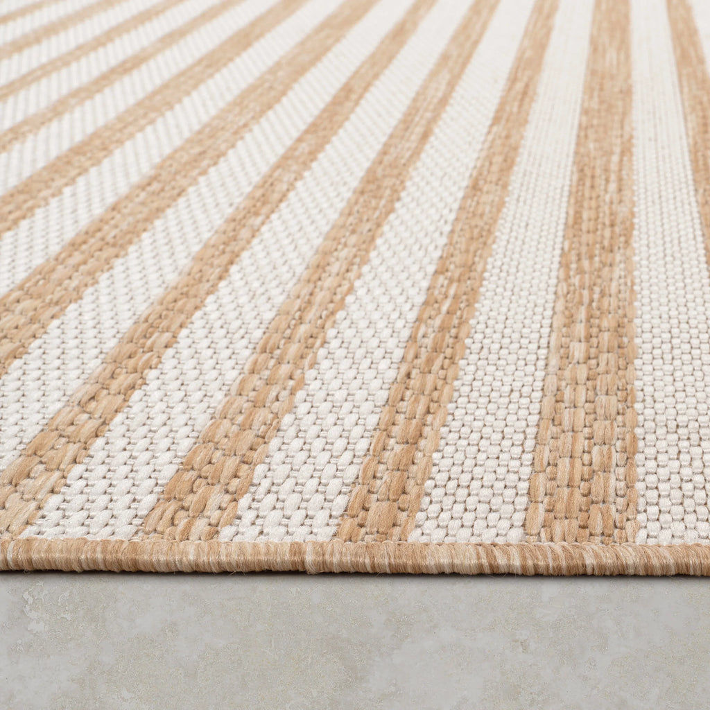 In- & Outdoor Rug Captera with Minimalistic Line Pattern in Nature Beige RugYourHome