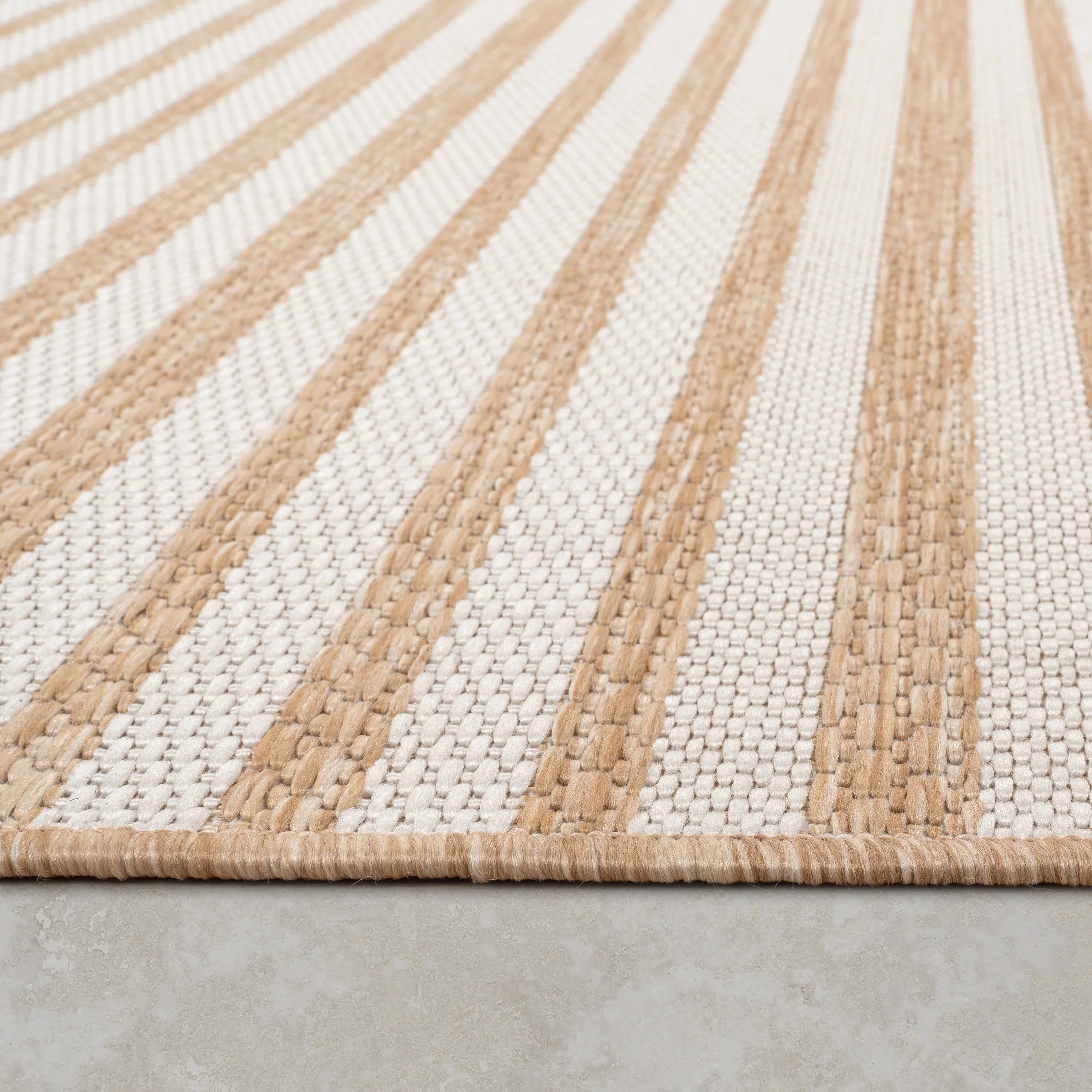 In- & Outdoor Rug Captera with Minimalistic Line Pattern in Nature Beige RugYourHome
