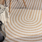 In- & Outdoor Rug Captera with Minimalistic Line Pattern in Nature Beige RugYourHome