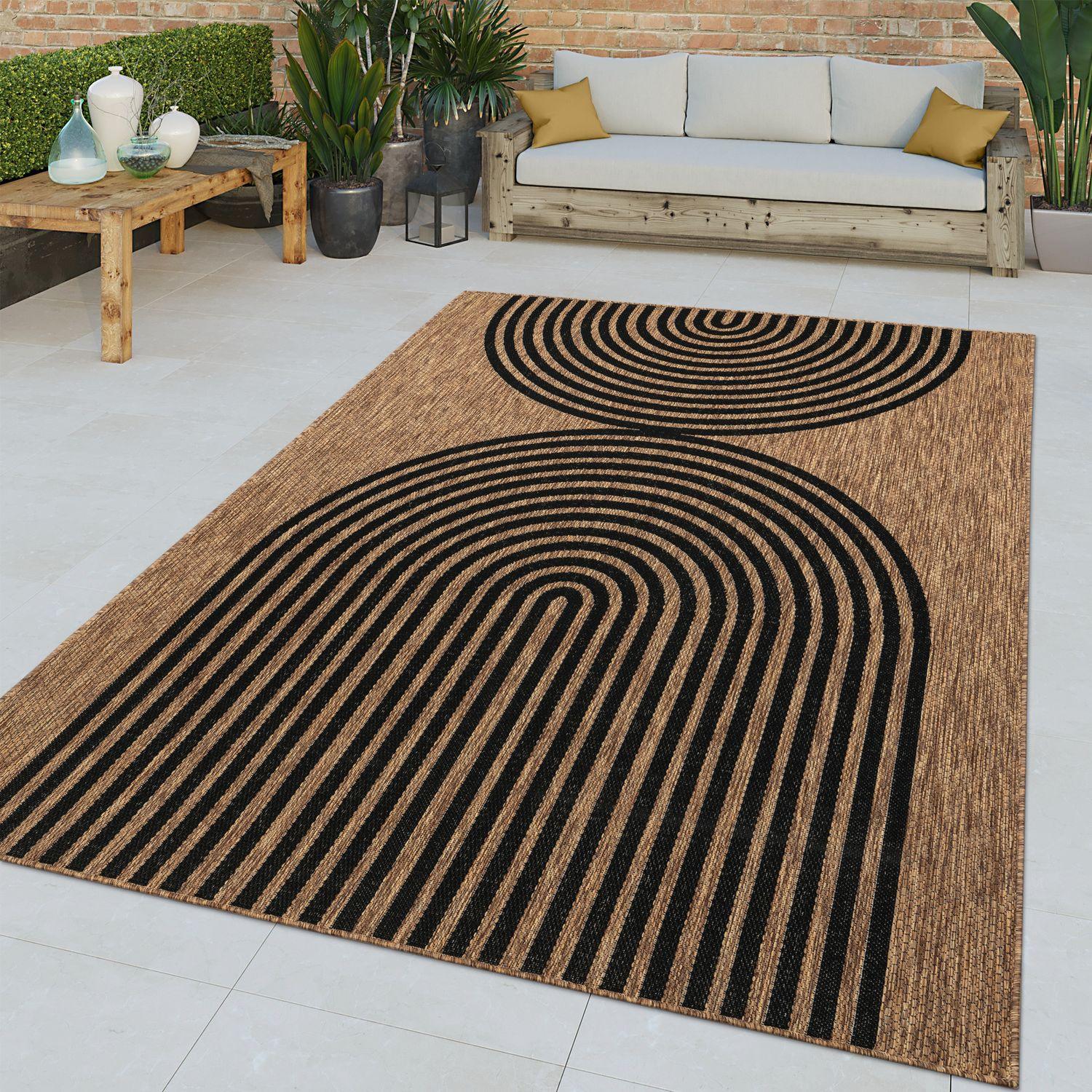 In- & Outdoor Rug Captera with Minimalistic Line Pattern in Nature Beige RugYourHome