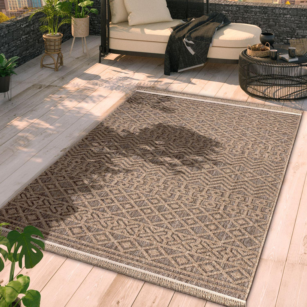 In- & Outdoor Rug Cologne with Bohemian Aztec Pattern in Beige RugYourHome