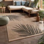 In- & Outdoor Rug Cologne with Modern Leaf Design in Beige RugYourHome