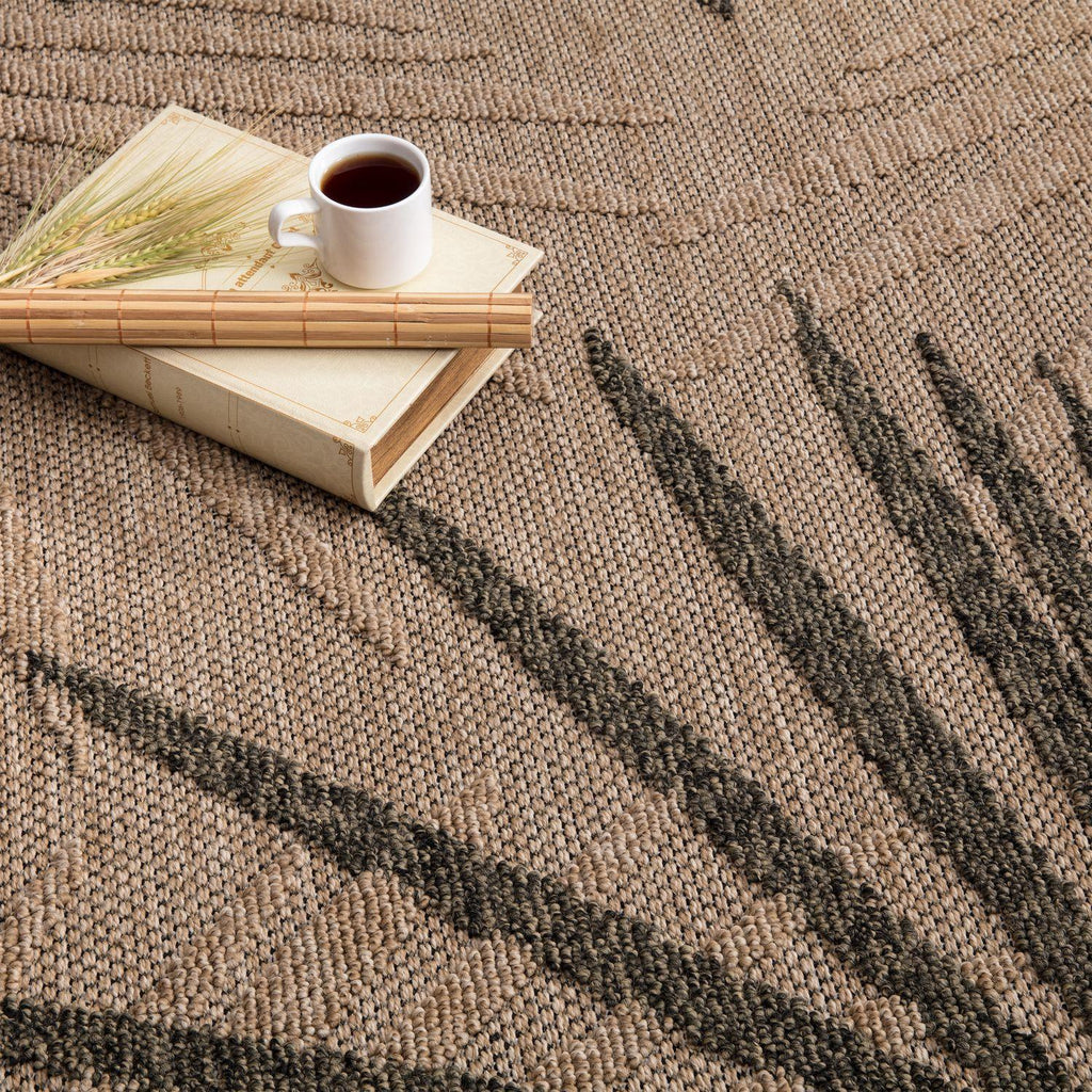 In- & Outdoor Rug Cologne with Modern Leaf Design in Beige RugYourHome