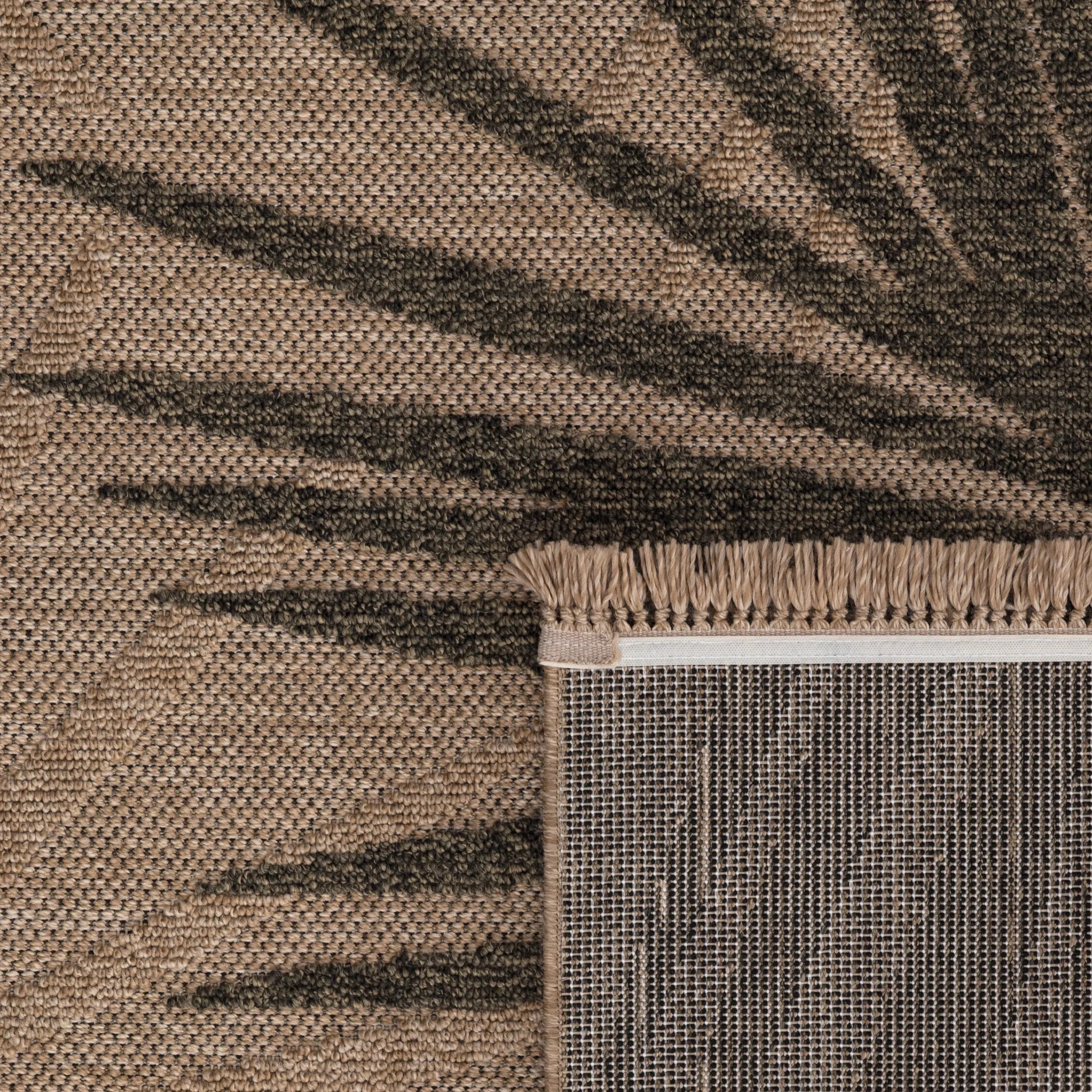 In- & Outdoor Rug Cologne with Modern Leaf Design in Beige RugYourHome