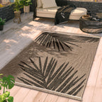 In- & Outdoor Rug Cologne with Modern Leaf Design in Beige RugYourHome