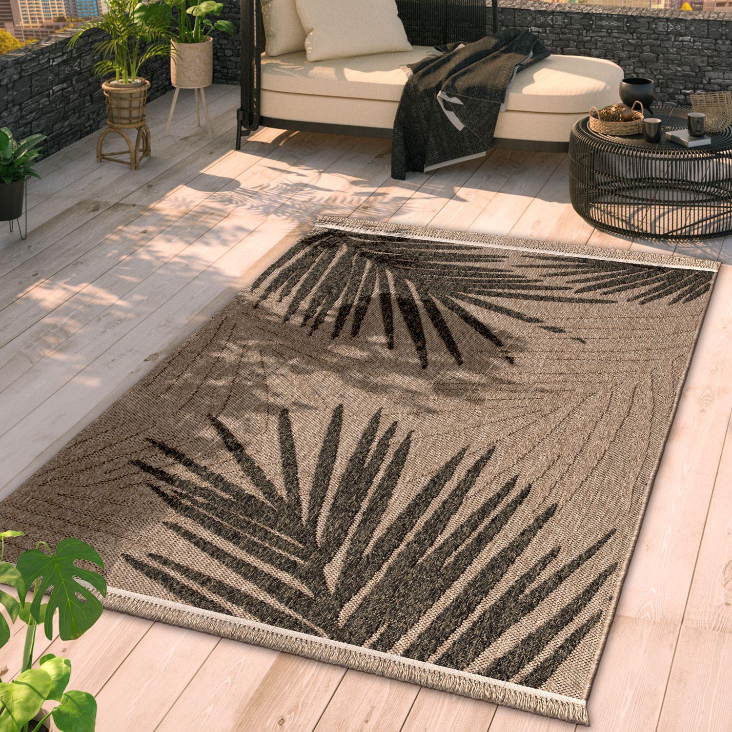 In- & Outdoor Rug Cologne with Modern Leaf Design in Beige RugYourHome