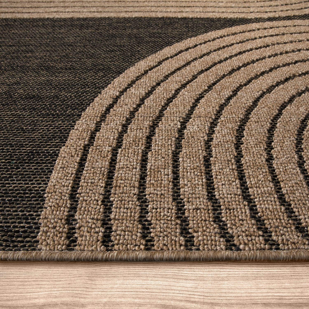 In- & Outdoor Rug Cologne with Modern Lines Design in Beige Black RugYourHome