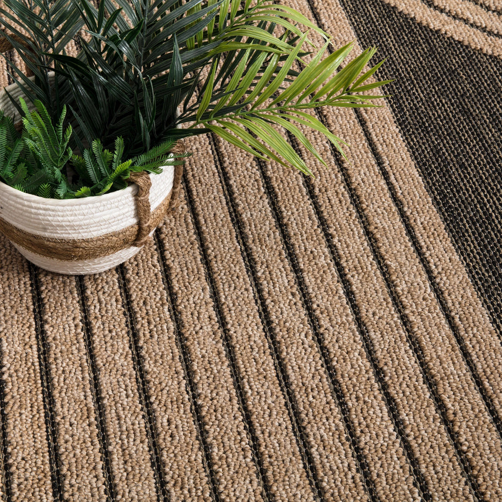 In- & Outdoor Rug Cologne with Modern Lines Design in Beige Black RugYourHome