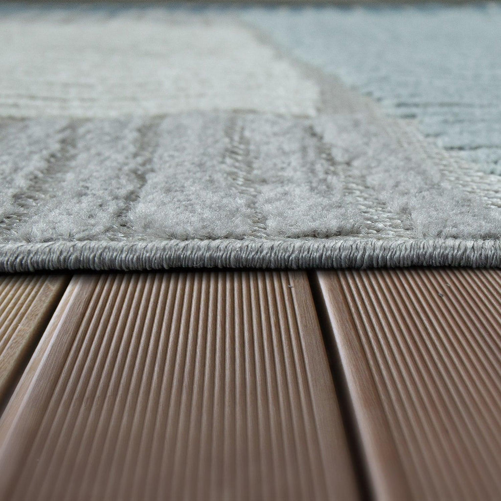 In- & Outdoor Rug Marrakesh Carved Design - Aqua Blue RugYourHome
