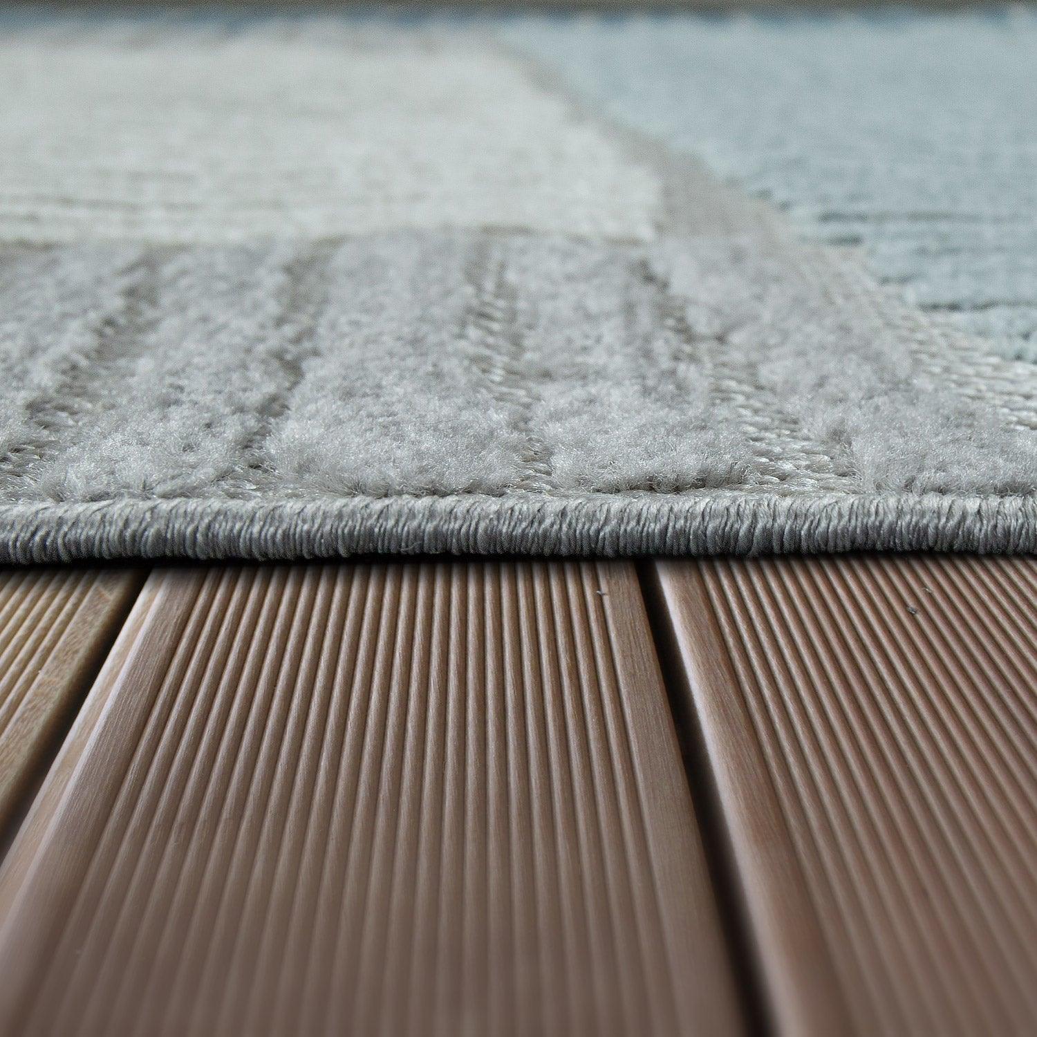 In- & Outdoor Rug Marrakesh Carved Design - Aqua Blue RugYourHome