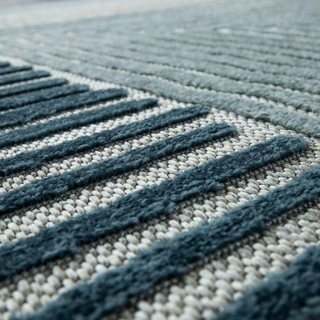 In- & Outdoor Rug Marrakesh Carved Design - Aqua Blue RugYourHome