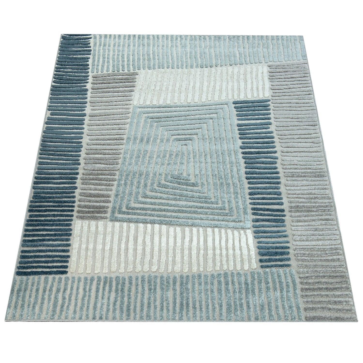 In- & Outdoor Rug Marrakesh Carved Design - Aqua Blue RugYourHome