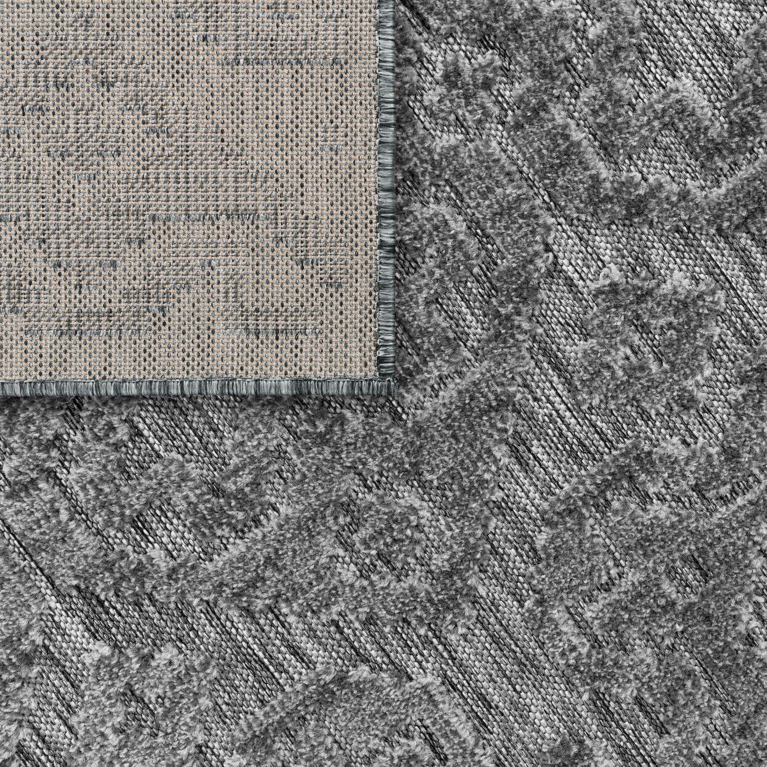 In- & Outdoor Rug Marrakesh High-Low Diamond Effect Pattern Anthracite RugYourHome