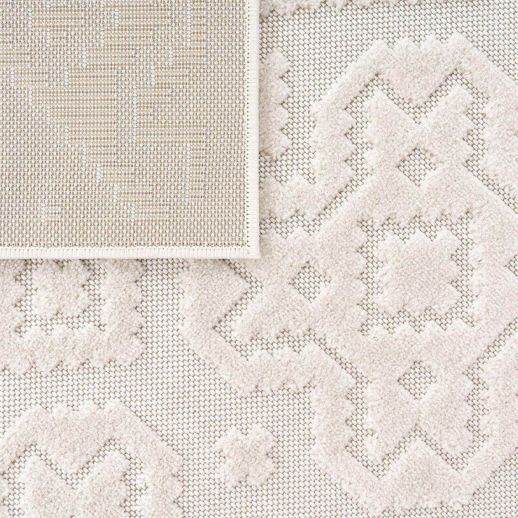 In- & Outdoor Rug Marrakesh High-Low Diamond Effect Pattern Cream RugYourHome