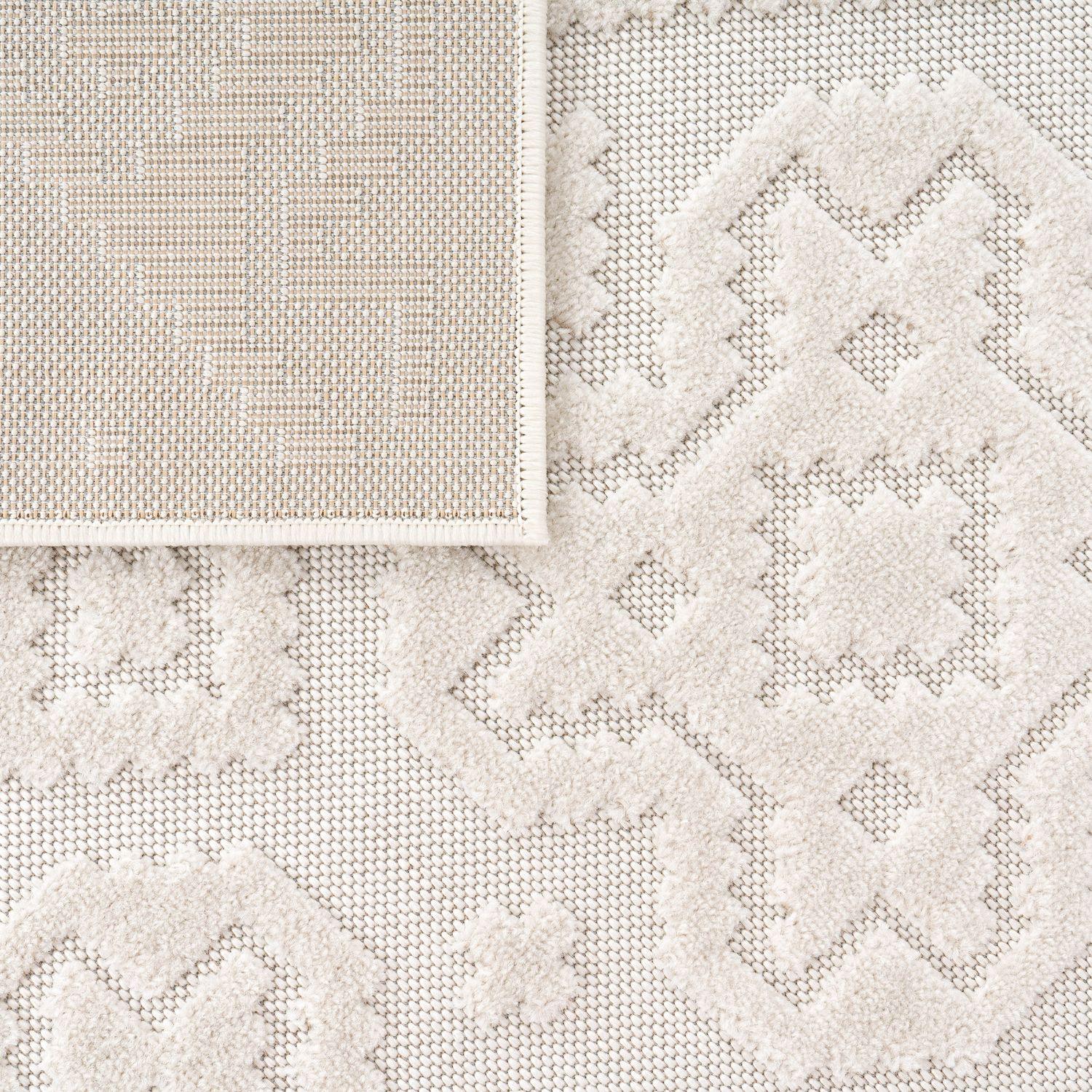 In- & Outdoor Rug Marrakesh High-Low Diamond Effect Pattern Cream RugYourHome