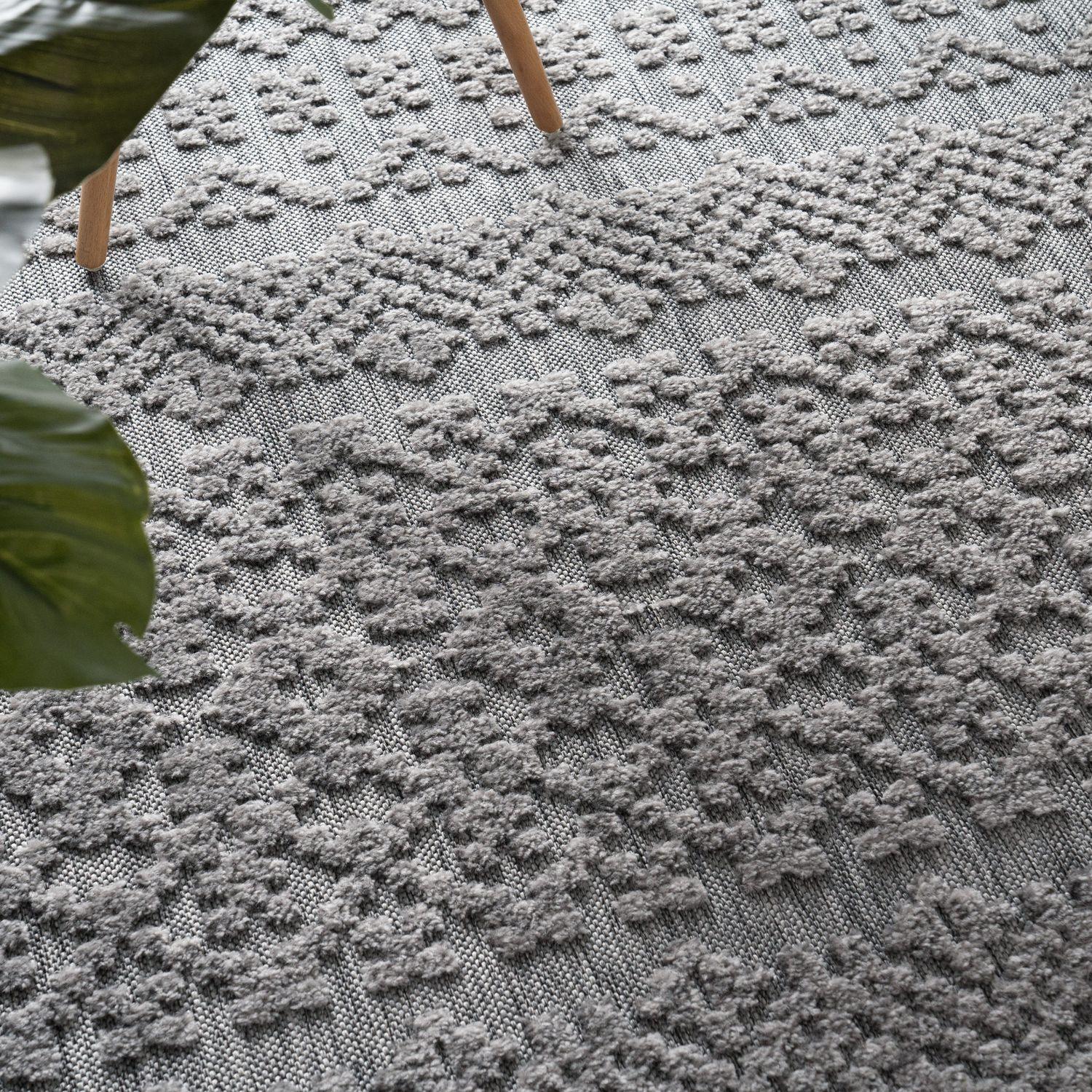 In- & Outdoor Rug Marrakesh High/Low Effect Trellis in Anthracite RugYourHome