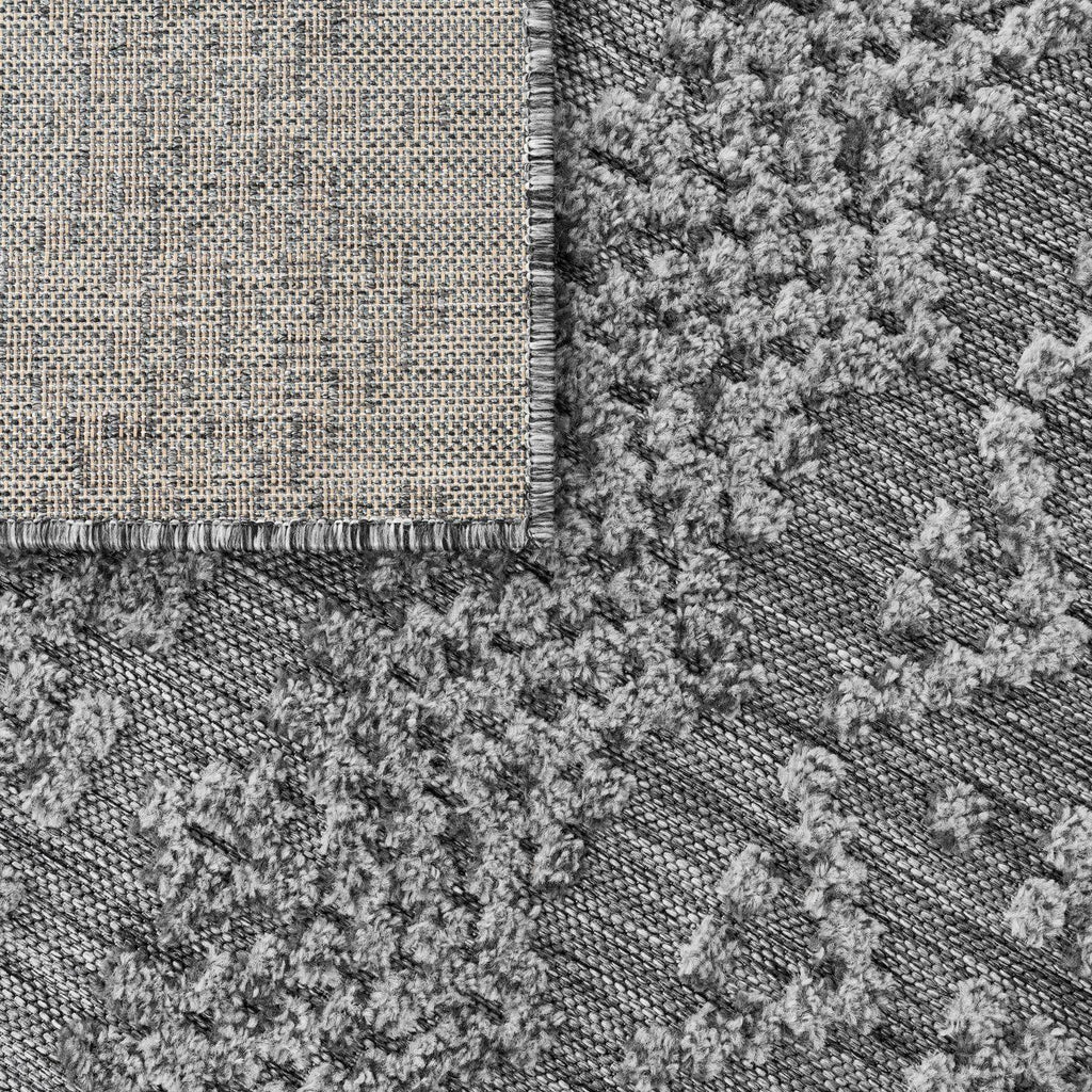 In- & Outdoor Rug Marrakesh High/Low Effect Trellis in Anthracite RugYourHome