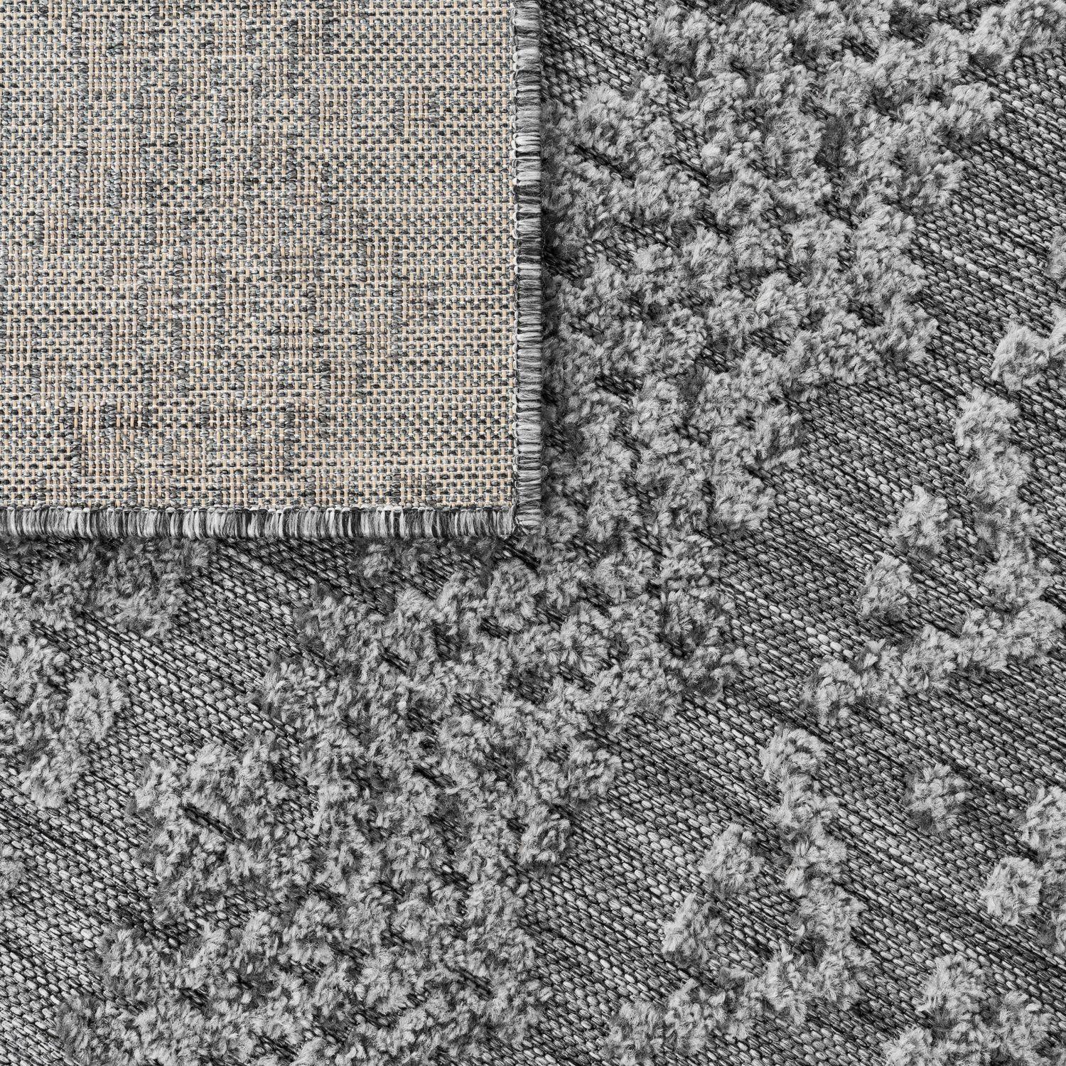 In- & Outdoor Rug Marrakesh High/Low Effect Trellis in Anthracite RugYourHome