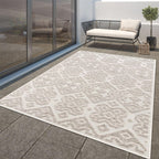 In- & Outdoor Rug Marrakesh High/Low Effect Trellis in Cream RugYourHome