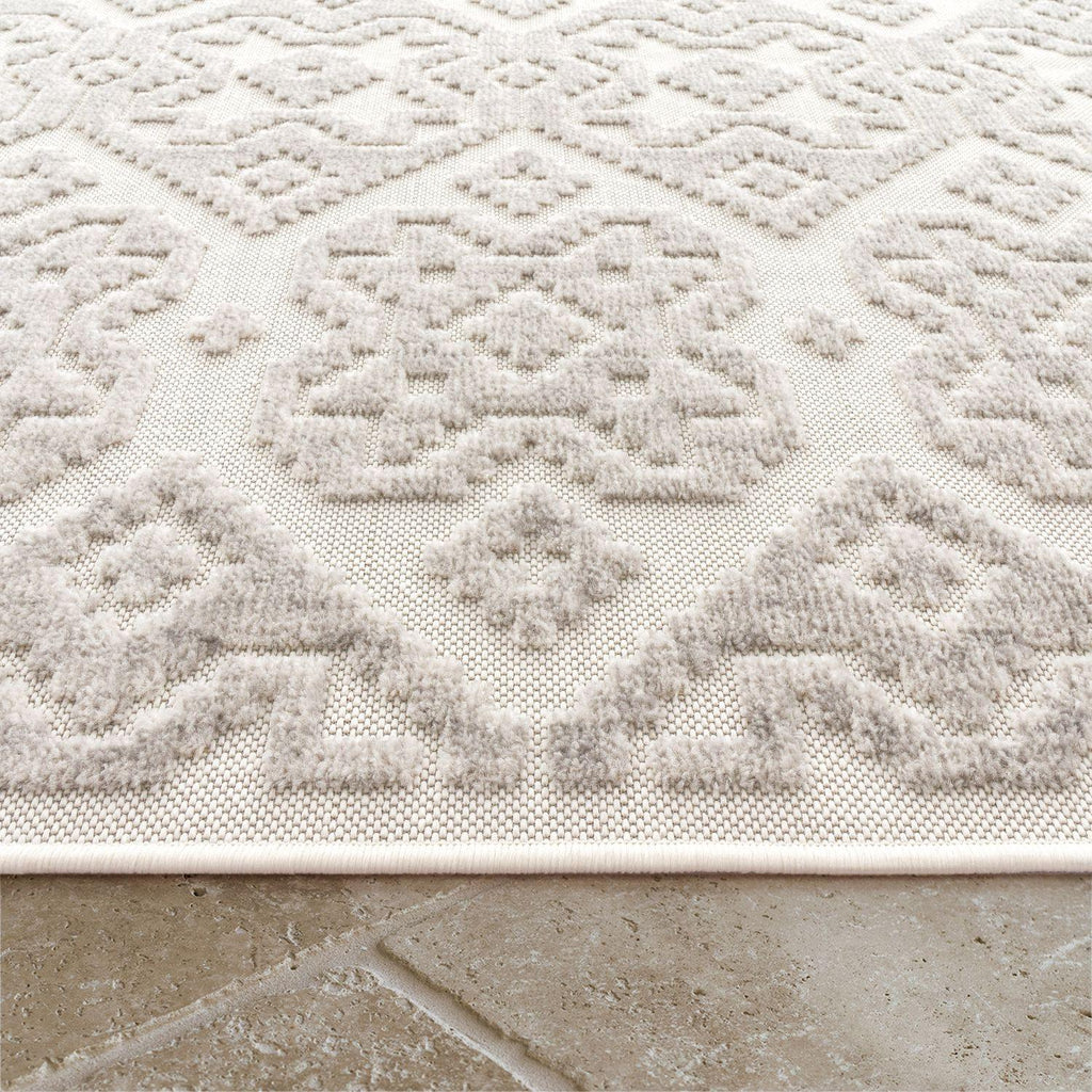 In- & Outdoor Rug Marrakesh High/Low Effect Trellis in Cream RugYourHome