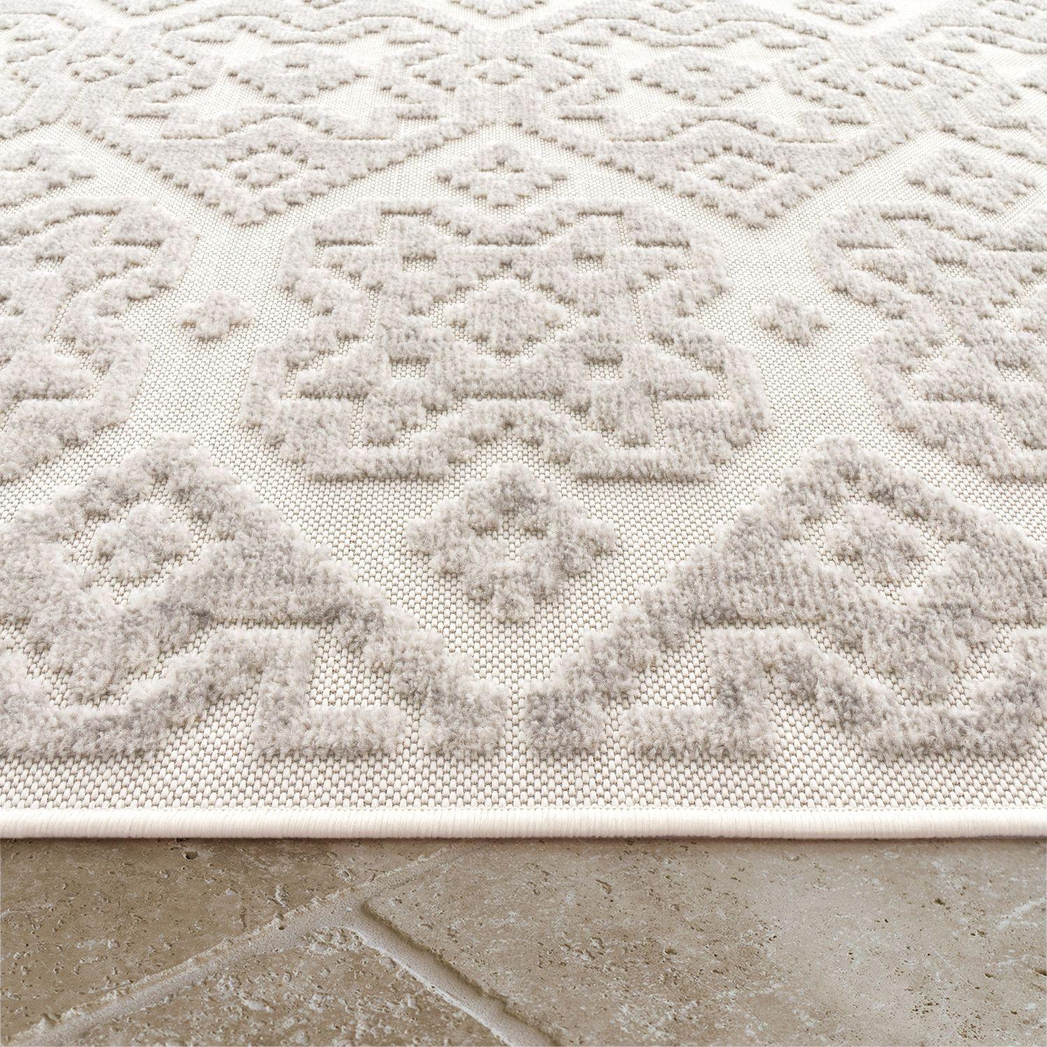 In- & Outdoor Rug Marrakesh High/Low Effect Trellis in Cream RugYourHome